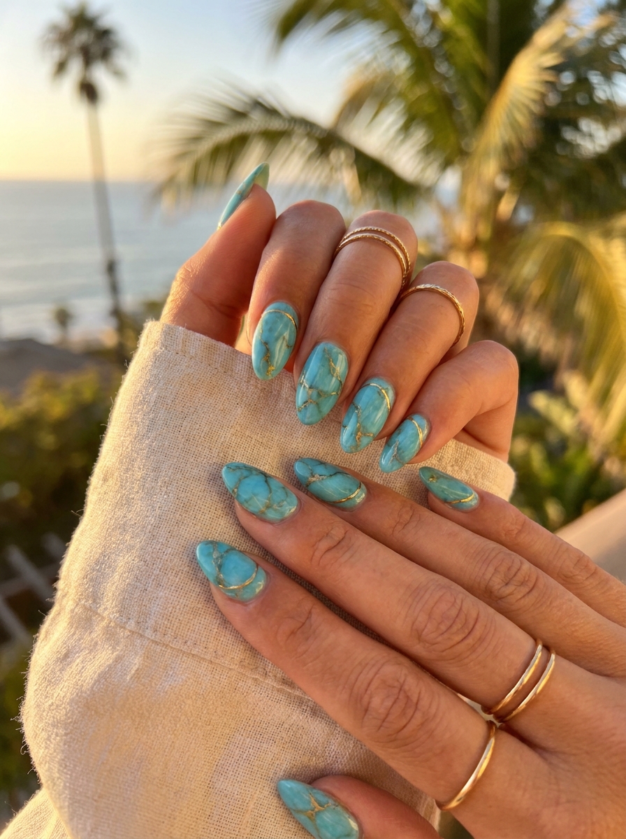 Turquoise Stone Nails